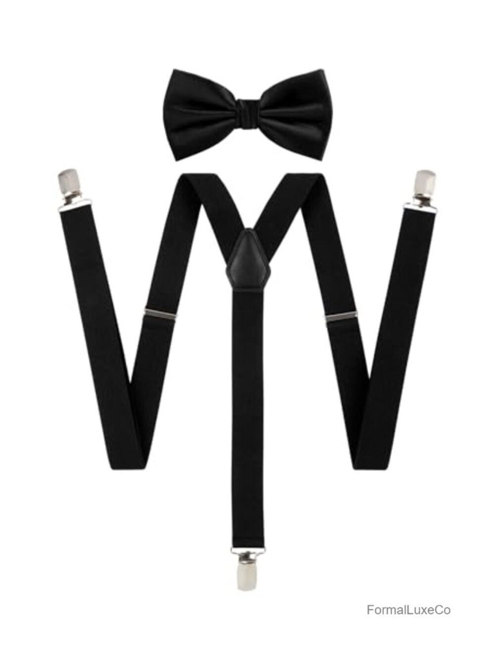 Men's Suspender and Woven Bow Tie Set Adjustable Elastic Band Formal Wedding